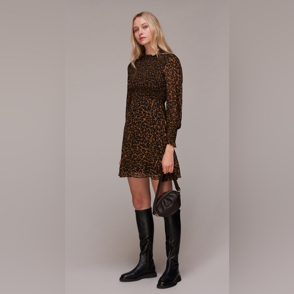 Whistles Dresses & Skirts - Classic Leopard Shirred Dress